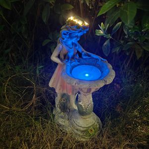 Estatua <span class=keywords><strong>de</strong></span> Hada <span class=keywords><strong>de</strong></span> Resina con Luz LED Solar, Figura Impermeable para Baño <span class=keywords><strong>de</strong></span> Pájaros, Adorno para Jardín, Patio, Césped, Venta al por Mayor - Product Image 5