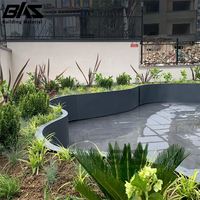 Pots de jardin extérieurs incurvés carrés de grande taille en gros, jardinières modernes en aluminium, boîtes à plantes en métal noir pour la maison