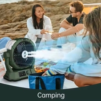 Ventilateur portable compact avec éclairage de camping, rechargeable, humidificateur, ventilateur de bureau extérieur électrique, brumisateur rafraîchissant