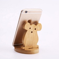 Support de téléphone en bois de bambou, support de tablette de dessin animé, station d'accueil pour téléphone portable pour le bureau et la maison