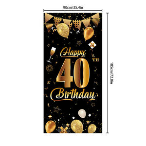 30e 40e 50e noir or joyeux <span class=keywords><strong>anniversaire</strong></span> porte couverture <span class=keywords><strong>anniversaire</strong></span> porche décoration rideau maison thème fête décoration porte couplets - Product Image 6