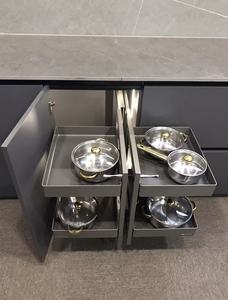 Cestello Estraibile Angolare XWER in Acciaio per <span class=keywords><strong>Cucina</strong></span>, Organizzatore Girevole a 2 Livelli Lazy Susan, Chiusura Ammortizzata, Moderno ed Ecologico per Angoli Ciechi - Product Image 6