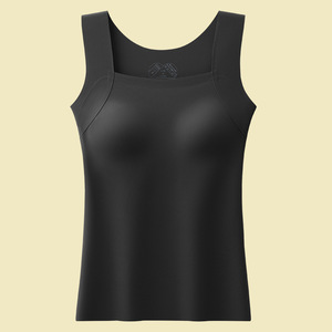 Chaleco Largo <span class=keywords><strong>de</strong></span> Nylon Tejido para las Cuatro Estaciones, con Relleno en el Pecho, Copa Fija sin Costuras, Top Térmico para <span class=keywords><strong>Mujer</strong></span> con Cuello Redondo - Product Image 6