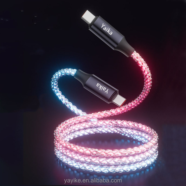 120w Flowing Led Luminous Wire RGB USB a to Type c Data Line Micro Sync Data Usb Mobile Phone Cable