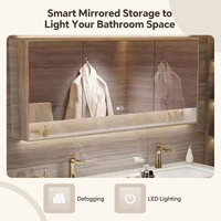 Mueble de Baño Moderno para Hotel/Villa con Lavabo Individual/Doble - Gabinete con Espejo LED Inteligente Antivaho y Montaje en Pared, Set de Muebles de Madera