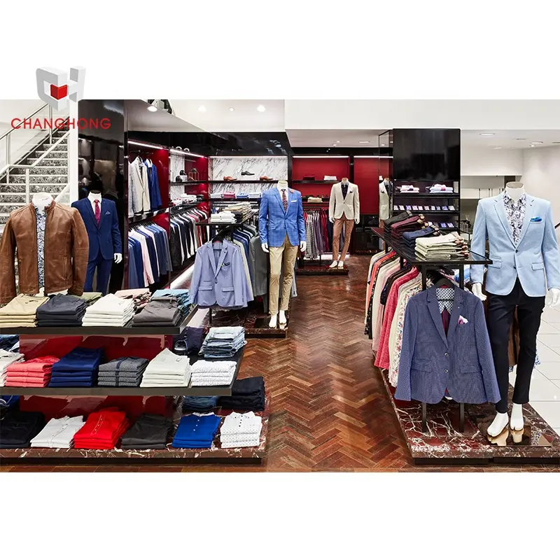 Clothes Shop Furniture Menswear Retail Shop Men's Cloth Store Fixture Men's Clothing Shop Interior Design Apparel Display