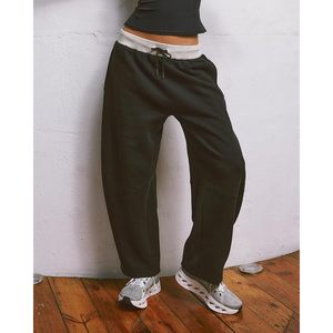 FOXA <b>Womens</b> Baggy Sweatpants Wide Leg Elastic Waist Drawstring Athletic <b>Joggers</b> <b>Fleece</b> Pants Made in China for Yoga and Gym - Product Image 2