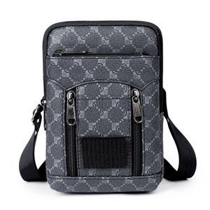 Men's PU Leather Sling <b>Bag</b> <b>Small</b> Geometric Pattern Zipper Closure Waterproof Outdoor Crossbody <b>Bag</b> All Seasons - Product Image 6