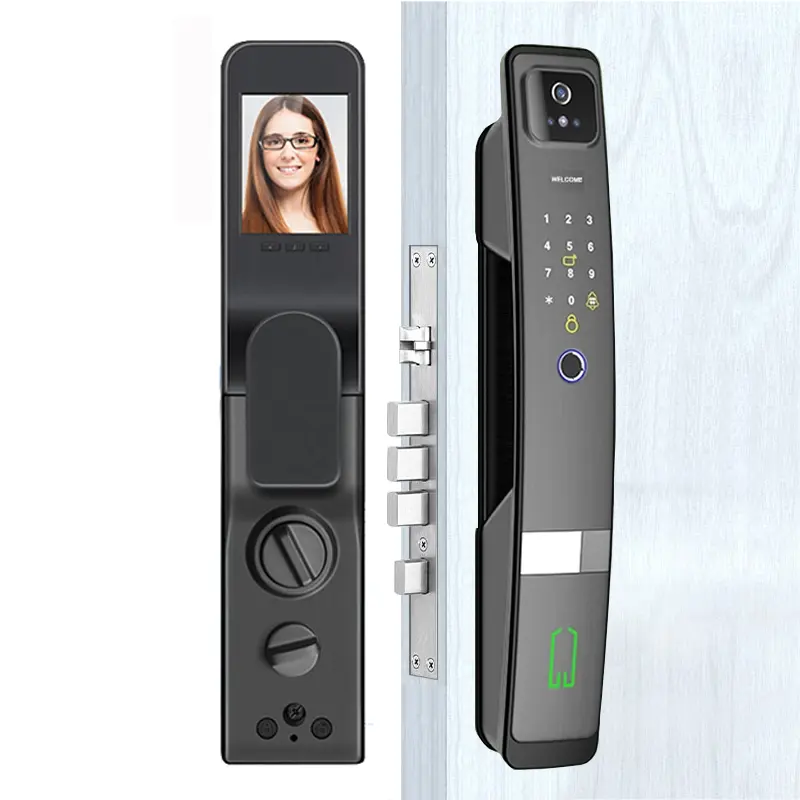 Tuya APP inglese/russo/arabo/spagnolo/portoghese voce 3D riconoscimento facciale impronta digitale Smart Door Lock con fotocamera