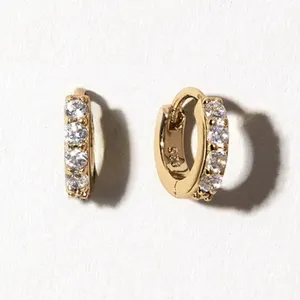 wholesale earrings jewellery 925 sterling silver pave diamonds 18k gold vermeil hoops tiny huggie earrings for women
