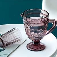 Vente en gros Fête de mariage Vintage Champagne Bleu Ambre Eau Vin Tasses Verrerie colorée Gobelets roses