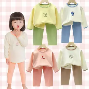 2023 derung女の赤ちゃんの服セット春と秋2ピースセット女の赤ちゃんラウンドネック暖かい子供服セット3〜12歳