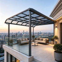 Auvent de balcon de toit en alliage d'aluminium avec toit en polycarbonate transparent rétractable anti-UV pour salon extérieur de luxe
