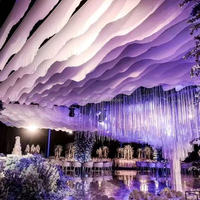 Grande Vente : Panneaux de Rideau de Fond de Mariage Suspendus en Voile de Chiffon Blanc, Draperie de Plafond en Coton, Design Vague, Décoration de Fête