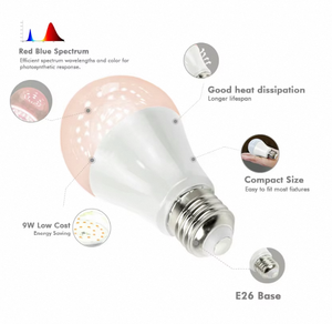 หลอดไฟปลูกต้นไม้ J&C Grow Light A60 A19 สเปกตรัมเต็มรูปแบบ ขั้ว E27 E26 สำหรับปลูกพืชในร่มและเพาะเมล็ด - Product Image 2