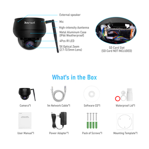 JideTech 5MP 와이파이 15fps 돔 카메라 5X 광학 + 10X 디지털 줌 ip 와이파이 카메라 IP 50X Full HD 네트워크 외부 줌 - Product Image 6