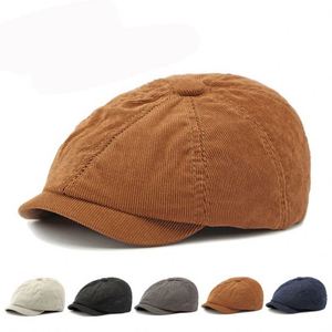 British Retro Newsboy Baker Boy Mens Gatsby Hat With <b>Flat</b> <b>Cap</b> Casquette Corduroy Newsboy <b>Cap</b> for Men - Product Image 2