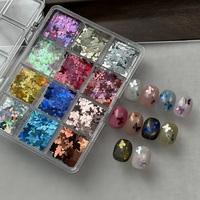 12 compartiments de perles de caviar en résine multicolores, mini perles plates Macaron motif dessin animé pour la décoration d'ongles DIY à presser