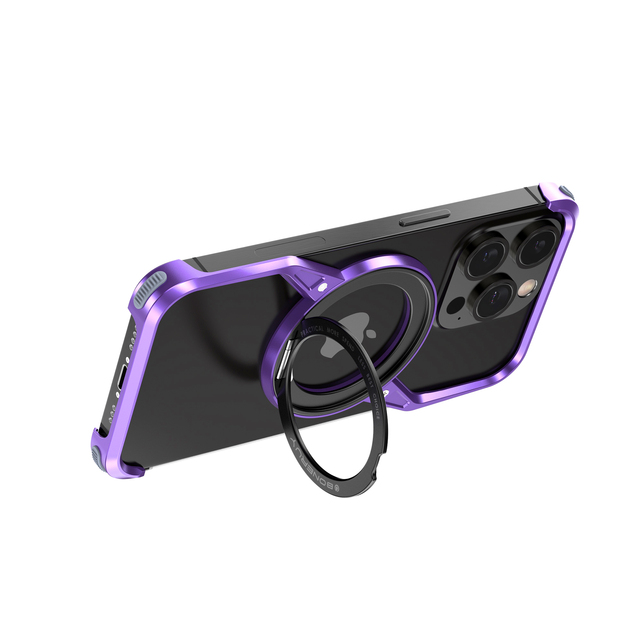 Boneruy M08 Magnetic Grip Shockproof Lightweight Aluminum Alloy 360 Rotate Phone Case for 14/15 Pro Max