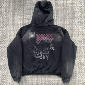 <span class=keywords><strong>Felpa</strong></span> con Cappuccio Personalizzata con Stampa Grafica, Effetto Stone Washed Vintage, Pesante, Foderata in Finta Pelliccia, con Zip, Calda per l'Inverno, Unisex - Product Image 2