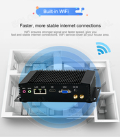 Komputer Mini Industri Intel Pentium N3520 Embedded, Dual LAN Gigabit I211, 2 Port RS232 COM, Slot MSATA SIM, Tanpa Kipas, DIN Rail