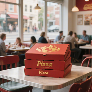 Mẫu miễn phí cấp thực phẩm giấy kraft bánh pizza boxesthick UV lợi thế lá thông số kỹ thuật takeout tông bánh pizza container - Product Image 4