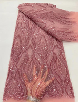 Tissu en dentelle avec paillettes et perles pour robe de mariée Tissu en maille Broderie de paillettes pour robe