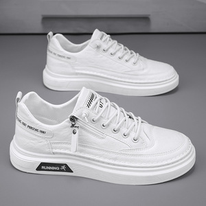 White Men's <b>Sneakers</b> Lace-Up <b>Slip</b>-<b>On</b> Lightweight Cushioned Anti-<b>Slip</b> Casual Shoes for Spring All Seasons - Product Image 3