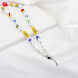 Collar de perlas sintéticas de estilo japonés y coreano con cuentas de estrellas coloridas, cadena corta para clavícula, joyería de moda unisex - Product Image 2