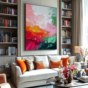 Art mural 3D vertical abstrait coloré, peinture sur toile contemporaine peinte à la main pour la décoration moderne de la maison et des galeries - Product Image 6