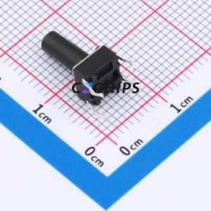 TSA06131-120B332BA Tactile Switch Through hole-4P,6.1x6.1mm Switch Single Pole Single Throw Round Button 1.8N 6.1mm - Product Image 2