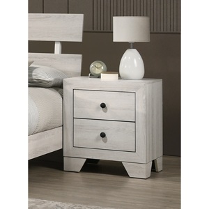 Two <b>Drawers</b> <b>Storage</b> Nightstand White Wash Finish Wooden Bedroom Furniture - Product Image 4