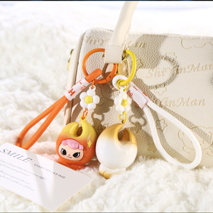 Porte-clés figurine de dessin animé <span class=keywords><strong>crabe</strong></span> à grandes pinces au design créatif, <span class=keywords><strong>avec</strong></span> pendentif fleur exquis, breloque de sac et accessoire pour clés et sacs à main - Product Image 3