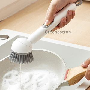 Brosse de nettoyage de cuisine avec logo personnalisé Brosse à vaisselle avec distributeur de <span class=keywords><strong>savon</strong></span> - Poignée à <span class=keywords><strong>angle</strong></span> réglable Facile à utiliser et conception suspendue - Product Image 3