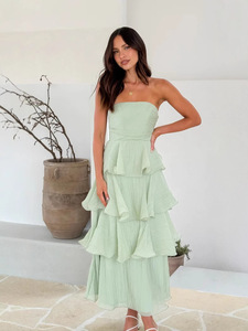 Nouveau Sexy à la mode sans bretelles dos nu gâteau robe XL grande taille couleur unie robes décontractées pour les femmes - Product Image 3