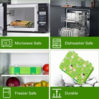 Oumeng Boîte à lunch pour enfants Bento en plastique réutilisable à 4 compartiments sans BPA pour micro-ondes