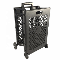 Chariot de rangement pliable multifonctionnel en plastique pour courses, déménagement et fournitures