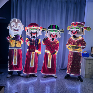 ชุดมาสคอตเทพเจ้าแห่งความมั่งคั่งปีมังกรแบบ LED สำหรับผู้ใหญ่ ชุดแสดงบนเวทีสำหรับการสวดมนต์เพื่อความมั่งคั่ง - Product Image 1