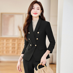 Women's Red Suit <b>Set</b> Autumn <b>Office</b> Lady Formal Wear Anti-Wrinkle Polyester Full Sleeve - Product Image 4
