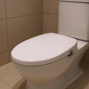 Siège de toilette rond blanc avec charnières extensibles à fermeture lente, design minimaliste en plastique pour salle de bain - Product Image 3