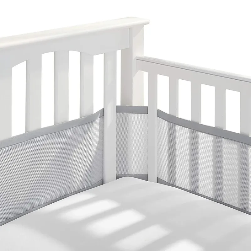 Baby Crib Bumper Breathable Mesh Crib Liner Anti-Collision Bed Bumper Solid-Back Crib Around Cushion Cot Protector Room Decor