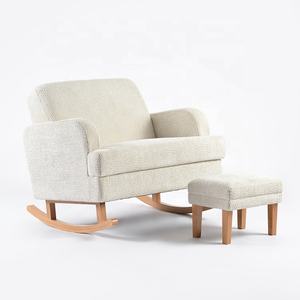 Sillón mecedora de madera balancín tapizado blanco cómodo moderno con Teddy Nursery para uso en el baño - Product Image 2