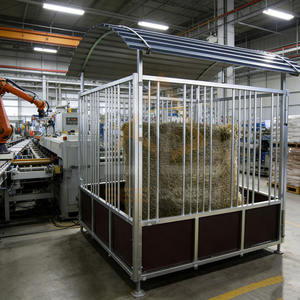 Mangeoire carrée en <span class=keywords><strong>bois</strong></span> de bambou pour chevaux, avec 12 ouvertures, toit, barrières auto-bloquantes et garantie d'un an - Product Image 3