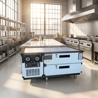 Koelwerkstation met zwarte titanium geborstelde afwerking, luchtgekoeld, met verborgen slot, voor restaurants en supermarkten