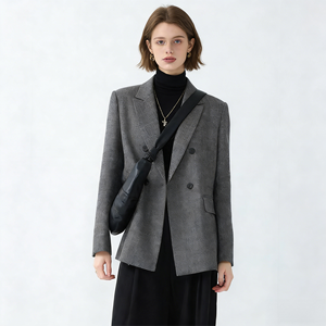 Chaqueta Casual de Estilo <span class=keywords><strong>Retro</strong></span> Europeo Americano 2025, Chaqueta Cruzada Transpirable para Mujer, Estilo Minimalista Sólido - Product Image 4