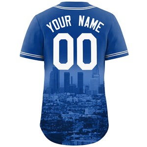 定制高品质城市风格蓝白棒球球衣 - Product Image 3