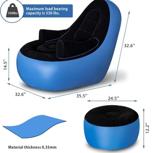 Lazy <b>Sofa</b>, <b>Inflatable</b> <b>Sofa</b>, Family <b>Inflatable</b> Lounge Chair, with <b>Inflatable</b> Foot Cushion, Suitable for Home Garden,Yard,Beach - Product Image 2