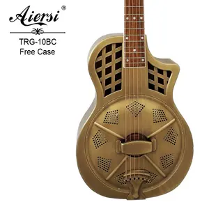 Aiersi thương hiệu phổ biến nhạc cụ dây cổ điển parlor cộng hưởng Guitar cơ thể đồng cutaway du lịch kích thước nhỏ cộng hưởng guitar