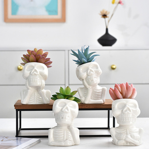 <span class=keywords><strong>Maceta</strong></span> suculenta <span class=keywords><strong>Maceta</strong></span> de cerámica de Halloween Porcelana blanca Personaje de dibujos animados Personalidad <span class=keywords><strong>Calavera</strong></span> <span class=keywords><strong>Maceta</strong></span> - Product Image 2