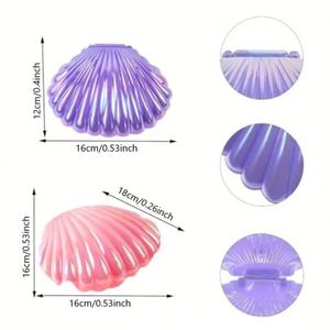 Boîte de rangement en plastique en forme de coquillage, grande taille, couleur nacrée, électroplaquée, pour ranger les petits objets, les collations, les bijoux - Product Image 2